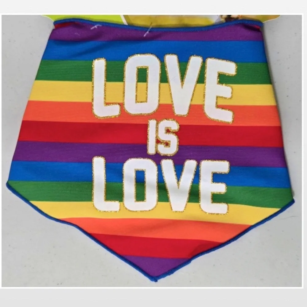 New Dog Bandana Pet Medium Large Love Is Love Rainbow Pride NWT